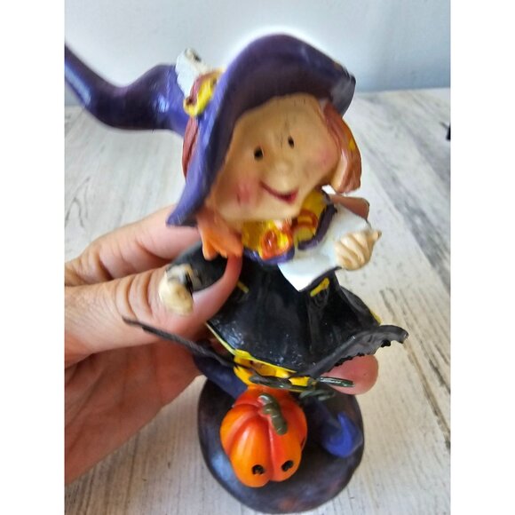 Halloween witch bat pumpkin figurine village decor statue reading as is - Picture 5 of 7
